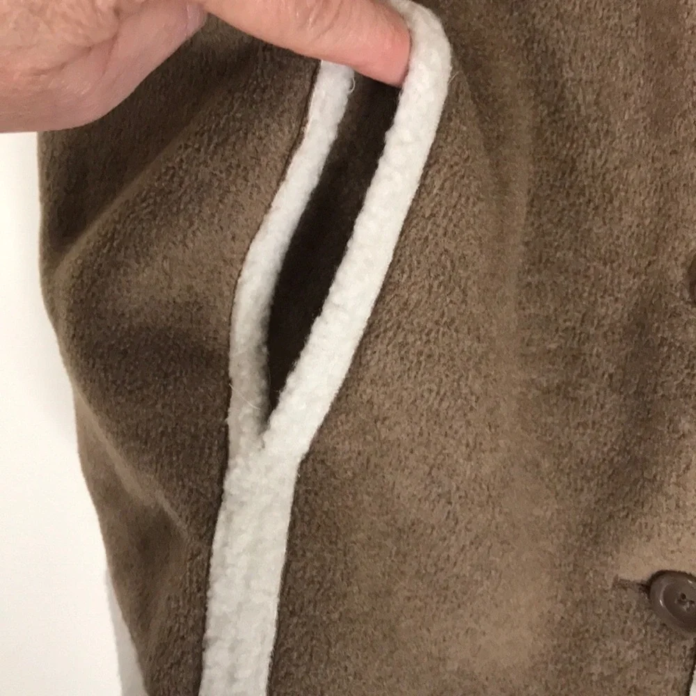 British Khaki Faux Suede and Sherpa Vest